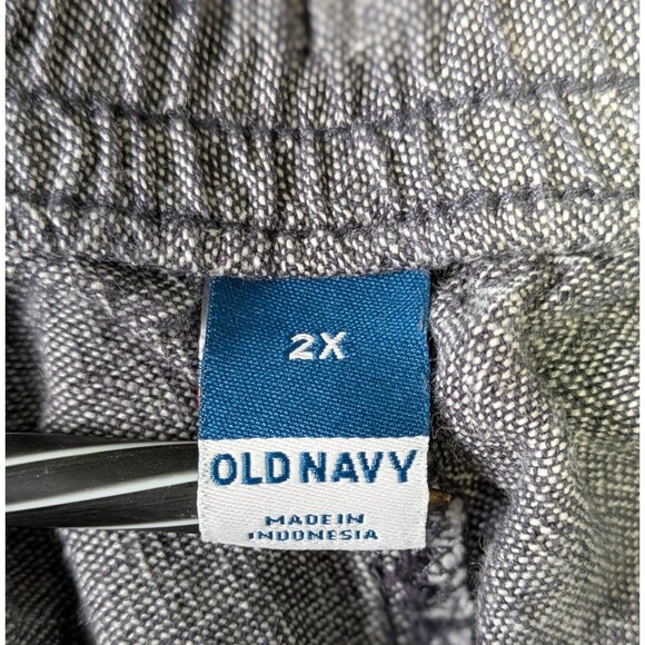 Old Navy Womens 2X Wide Leg Crop Pants Blue High Rise Linen Blend - Picture 2 of 8